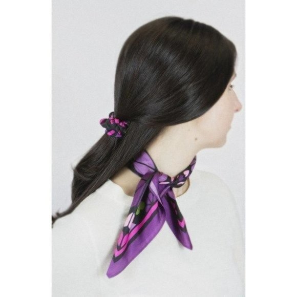 KATE SPADE Spade Clover Patchwork Silk Convertible Hair Tie & Bandana NWT - Picture 9 of 10